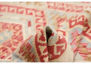 Tappeto Kilim Geometrico Avorio Rosso Carminio 180x238 Cm