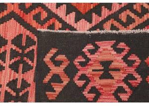 Tappeto Kilim Geometrico Rosso Mattone Antracite 213x301 Cm