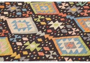 Tappeto Kilim Geometrico Nero Multicolore 175x237 Cm