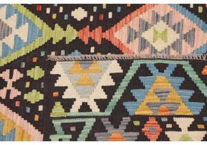 Tappeto Kilim Geometrico Nero Multicolore 175x237 Cm