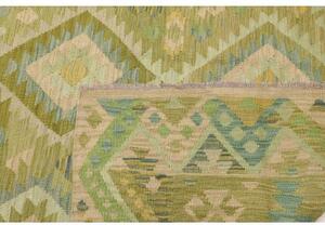 Tappeto Kilim Geometrico Verde Beige 211x306 Cm
