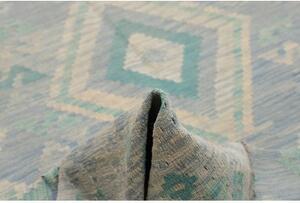 Tappeto Kilim Geometrico Celeste Avorio 201x290 Cm