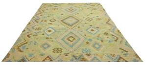 Tappeto Kilim Geometrico Verde Chiaro Celeste 209x291 Cm