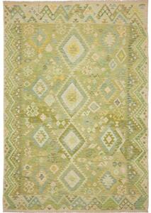 Tappeto Kilim Geometrico Verde Beige 211x306 Cm