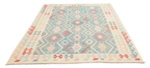 Tappeto Kilim Stilizzato Celeste Avorio 176x242 Cm