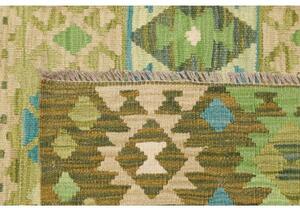 Tappeto Kilim Geometrico Verde Marrone 197x307 Cm