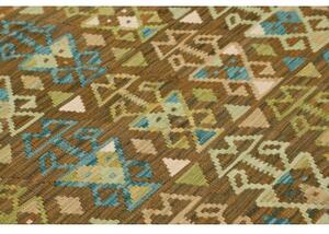Tappeto Kilim Stilizzato Marrone Verde 168x197 Cm