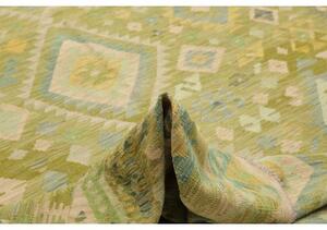 Tappeto Kilim Geometrico Verde Beige 211x306 Cm