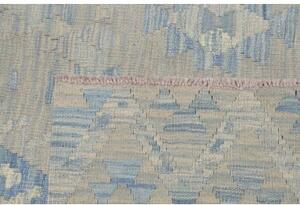 Tappeto Kilim Geometrico Grigio Chiaro Azzurro 175x257 Cm