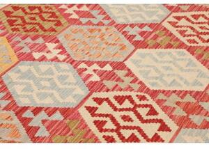 Tappeto Kilim Geometrico Rosso Azzurro 203x294 Cm