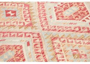 Tappeto Kilim Geometrico Avorio Rosso Carminio 180x238 Cm