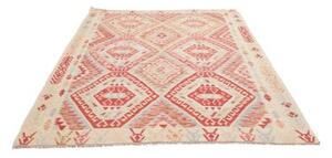 Tappeto Kilim Geometrico Avorio Rosso Carminio 180x238 Cm