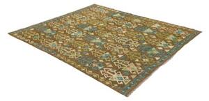 Tappeto Kilim Stilizzato Marrone Verde 168x197 Cm