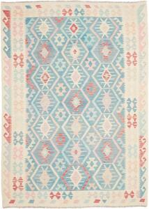 Tappeto Kilim Stilizzato Celeste Avorio 176x242 Cm