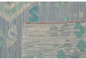 Tappeto Kilim Geometrico Celeste Avorio 201x290 Cm