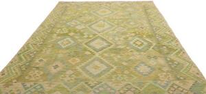 Tappeto Kilim Geometrico Verde Beige 211x306 Cm