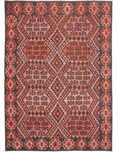 Tappeto Kilim Geometrico Rosso Mattone Antracite 213x301 Cm