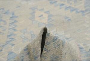 Tappeto Kilim Geometrico Grigio Chiaro Azzurro 175x257 Cm
