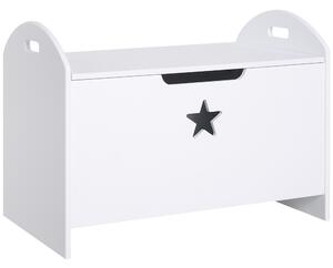 HOMCOM baule contenitore portagiochi bambini gioco giochi legno bianco cerniere sicurezza atossico sicuro Bianco 62cm x 40cm x 46.5cm