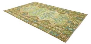 Tappeto Kilim Geometrico Verde Marrone 197x307 Cm
