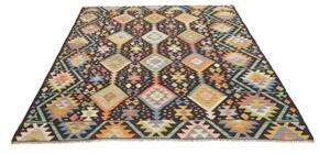Tappeto Kilim Geometrico Nero Multicolore 175x237 Cm