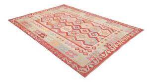 Tappeto Kilim Geometrico Rosso Beige 181x245 Cm