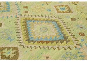 Tappeto Kilim Geometrico Verde Chiaro Celeste 209x291 Cm