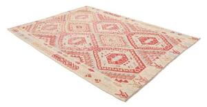 Tappeto Kilim Geometrico Avorio Rosso Carminio 180x238 Cm