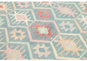 Tappeto Kilim Stilizzato Celeste Avorio 176x242 Cm