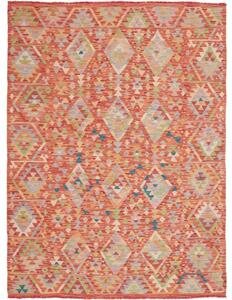 Tappeto Kilim Geometrico Rosso Ruggine Multicolore 174x239 Cm