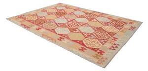 Tappeto Kilim Geometrico Rosso Azzurro 203x294 Cm