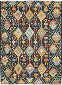 Tappeto Kilim Geometrico Nero Multicolore 175x237 Cm