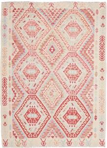 Tappeto Kilim Geometrico Avorio Rosso Carminio 180x238 Cm