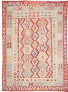 Tappeto Kilim Geometrico Rosso Beige 181x245 Cm