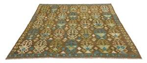 Tappeto Kilim Stilizzato Marrone Verde 168x197 Cm