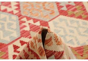 Tappeto Kilim Geometrico Rosso Azzurro 203x294 Cm
