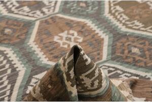 Tappeto Kilim Stilizzato Marrone Grigio 211x296 Cm