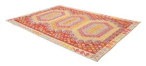 Tappeto Kilim Stilizzato Rosso Azzurro 206x288 Cm