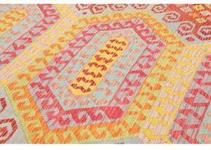 Tappeto Kilim Stilizzato Rosso Azzurro 206x288 Cm