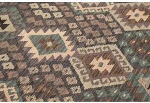 Tappeto Kilim Geometrico Grigio Scuro Marrone 158x197 Cm