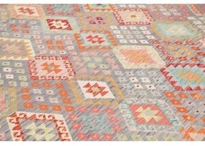 Tappeto Kilim Geometrico Grigio Multicolore 318x395 Cm