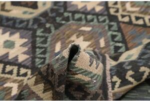 Tappeto Kilim Geometrico Marrone Scuro Antracite 154x203 Cm