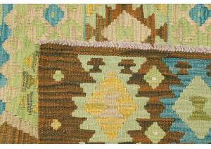 Tappeto Kilim Geometrico Marrone Verde Chiaro 205x292 Cm