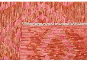 Tappeto Kilim Geometrico Rosso Corallo Arancione 149x195 Cm