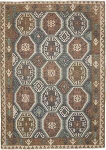 Tappeto Kilim Stilizzato Marrone Grigio 211x296 Cm