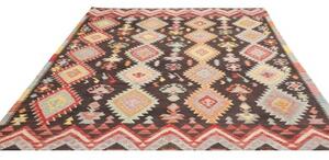 Tappeto Kilim Geometrico Marrone Scuro Multicolore 208x287 Cm