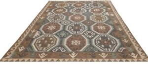 Tappeto Kilim Stilizzato Marrone Grigio 211x296 Cm
