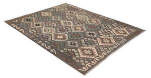 Tappeto Kilim Geometrico Grigio Scuro Marrone 158x197 Cm