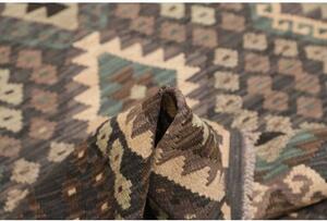 Tappeto Kilim Geometrico Grigio Scuro Marrone 158x197 Cm