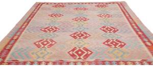 Tappeto Kilim Stilizzato Rosa Azzurro 239x288 Cm